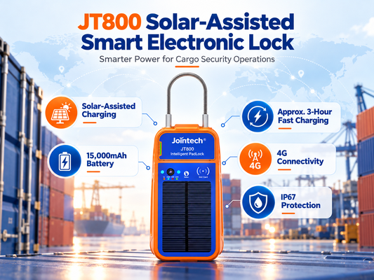 JT800 Solar-Assisted Smart Electronic Lock with 3-Hour Fast Charging for Cargo Security